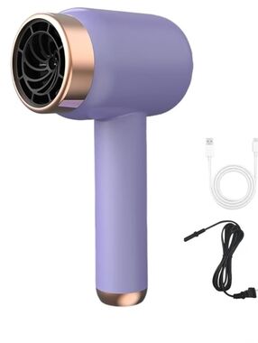 Compact Lavender Cordless Hair Dryer with Rose Gold Accents